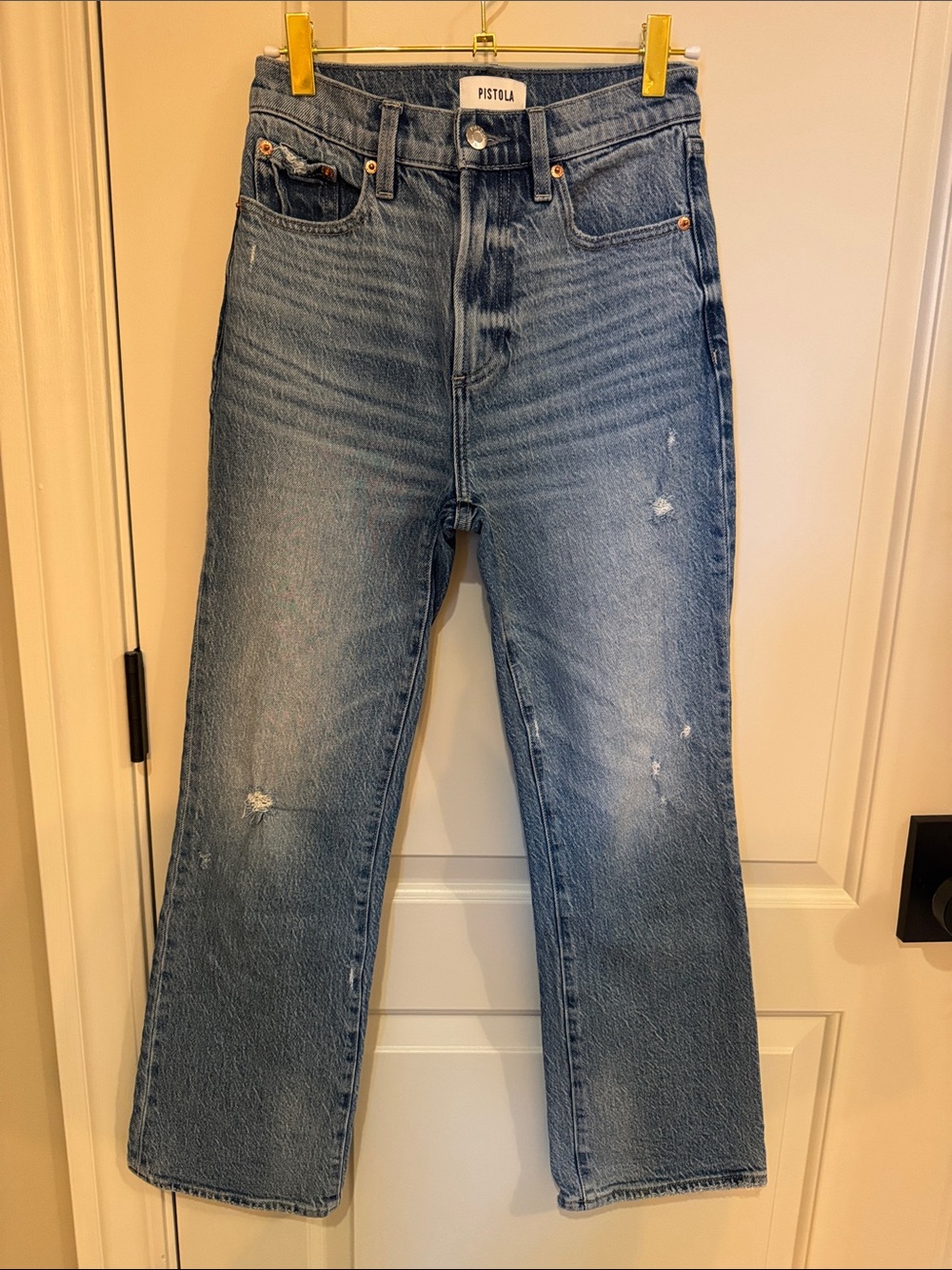 Pistola Classic High-Rise Straight Jeans in faded blue